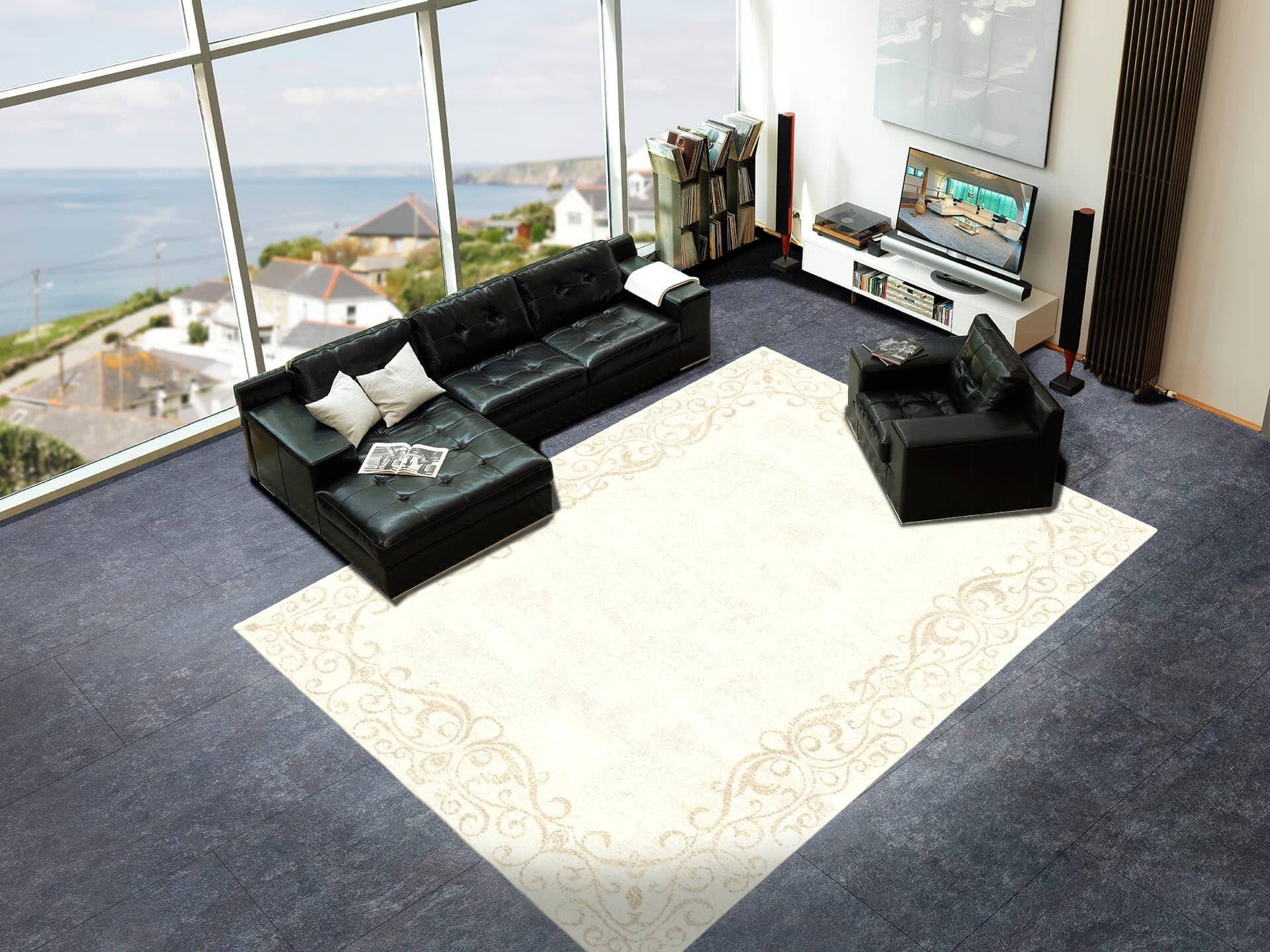 Makalu Nepal Teppich Century M001 beige Handgetuftet im Wunschmaß – Bild 3